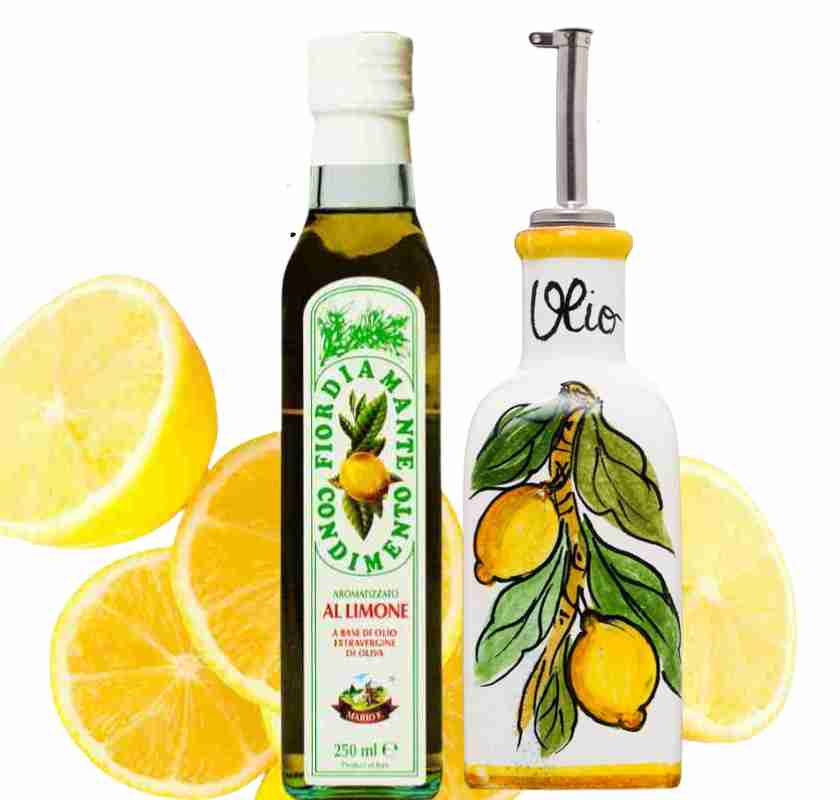 Citronolja och flaska i keramik