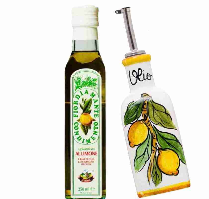 Citronolja och flaska i keramik