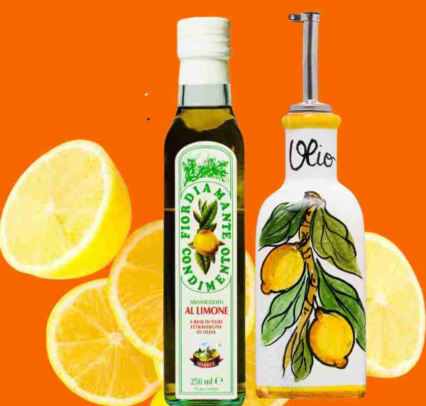 Citronolja och flaska i keramik