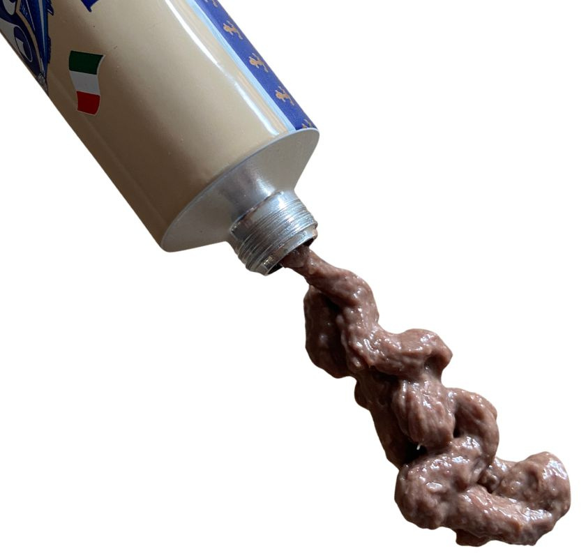 Sardellpasta i tub som tryckts ut